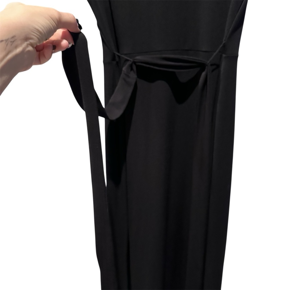 Leota Black Perfect Wrap Maxi 3/4 Sleeves Dress Medium - Picture 8 of 9